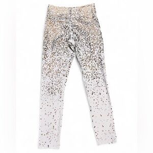 ZYIA Women’s White Leggings with Gold Speckle